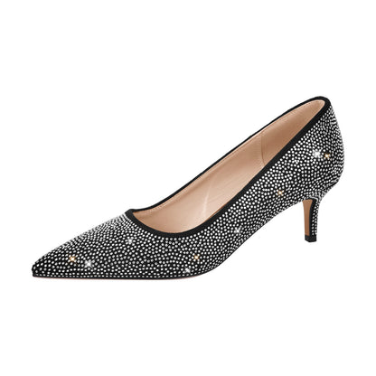 Rhinestone Pointed Toe Kitten Heel Pumps | Onlymaker Popular