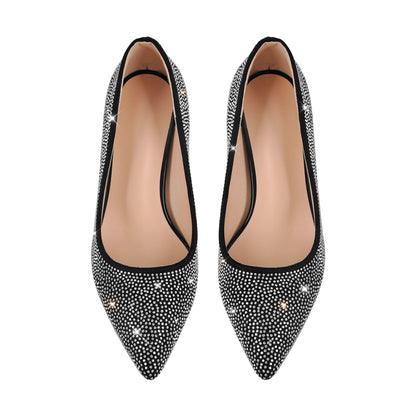 Rhinestone Pointed Toe Kitten Heel Pumps | Onlymaker Popular
