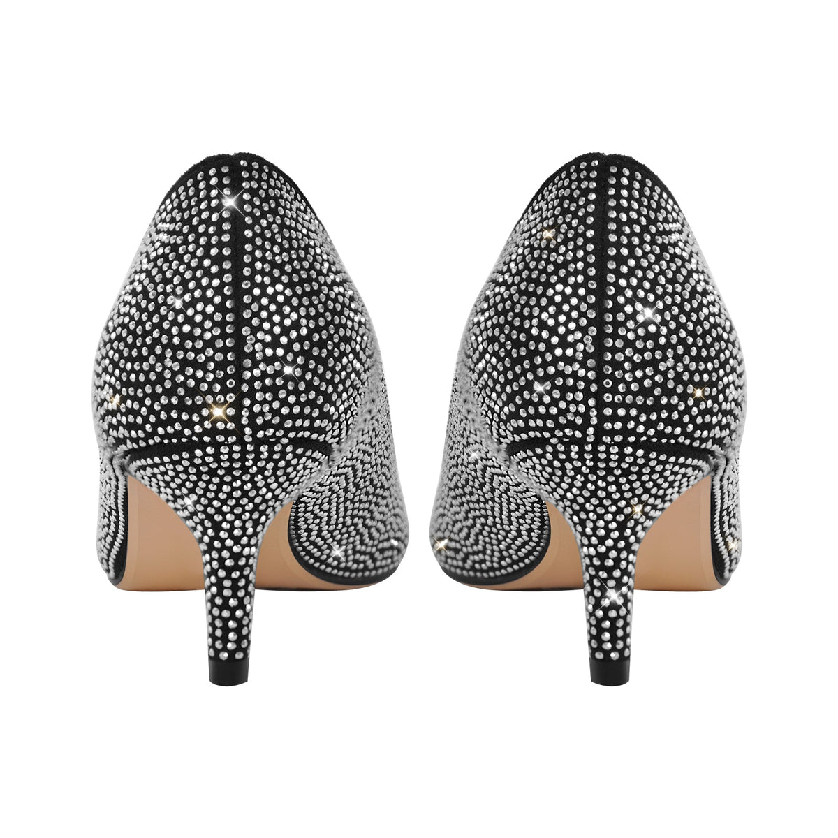 Rhinestone Pointed Toe Kitten Heel Pumps | Onlymaker Popular