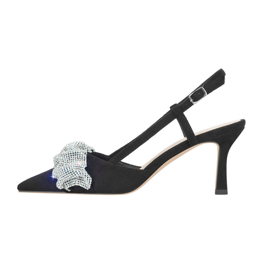 Rhinestone Pointed Toe Slingback Pumps | Onlymaker Trusted