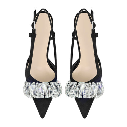 Rhinestone Pointed Toe Slingback Pumps | Onlymaker Trusted