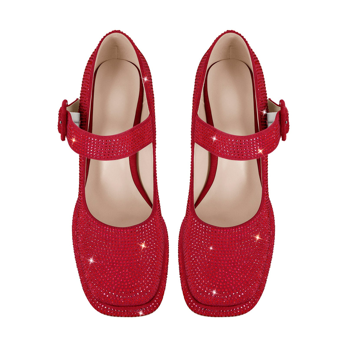 Rhinestone Square Toe Mary Jane Pumps | Onlymaker Customer Favorite