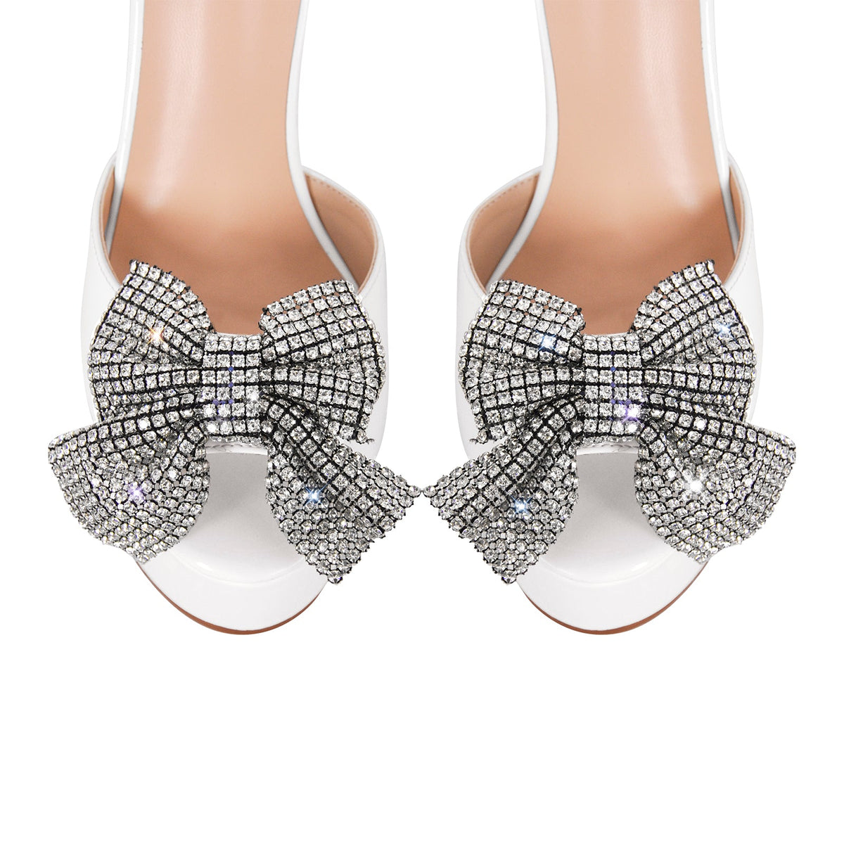 Rhinestone Bow Platform Chunky Heel Mary Jane Pumps | Onlymaker Trending