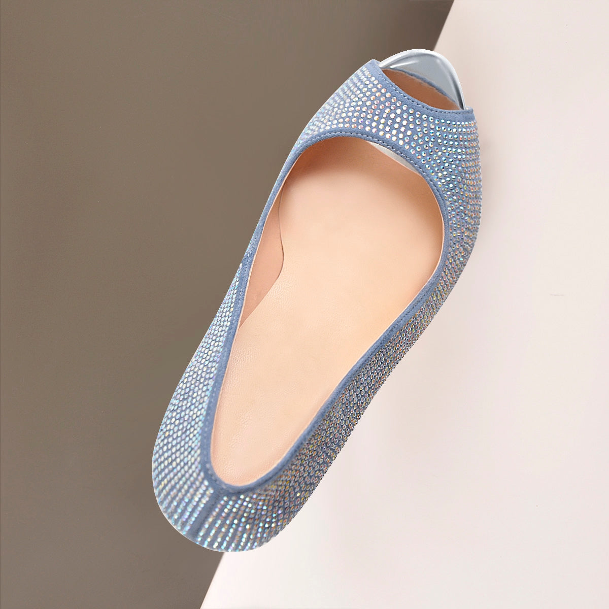 Blue Rhinestone Peep Toe Platform Stiletto High Heel Pumps | Onlymaker Signature