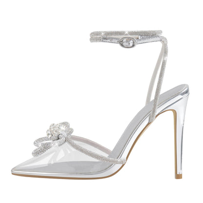 Rhinestone Bow Pointed Toe High Heel Pumps | Onlymaker Best Price