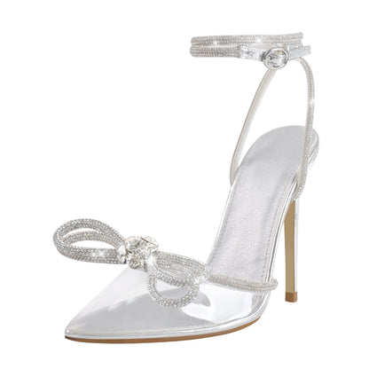 Rhinestone Bow Pointed Toe High Heel Pumps | Onlymaker Best Price