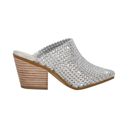 Rhinestone Wooden Chunky Heel Mules | Onlymaker Popular