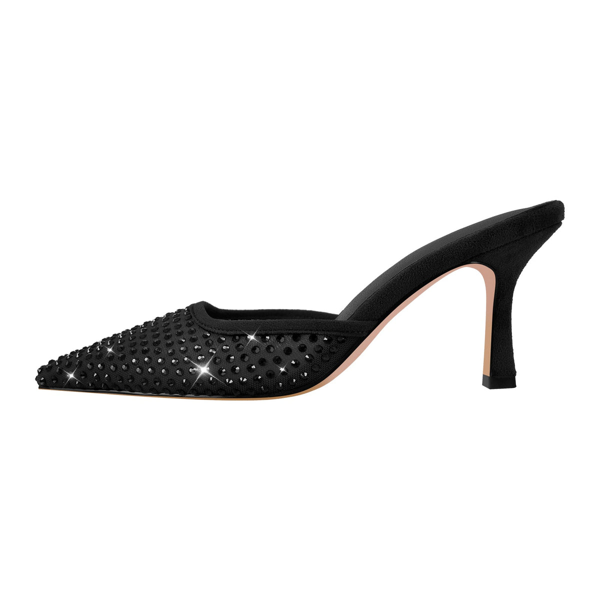 Pointed Toe Rhinestone Slip On Mules | Onlymaker Trending