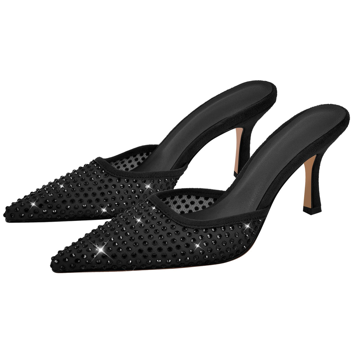 Pointed Toe Rhinestone Slip On Mules | Onlymaker Trending