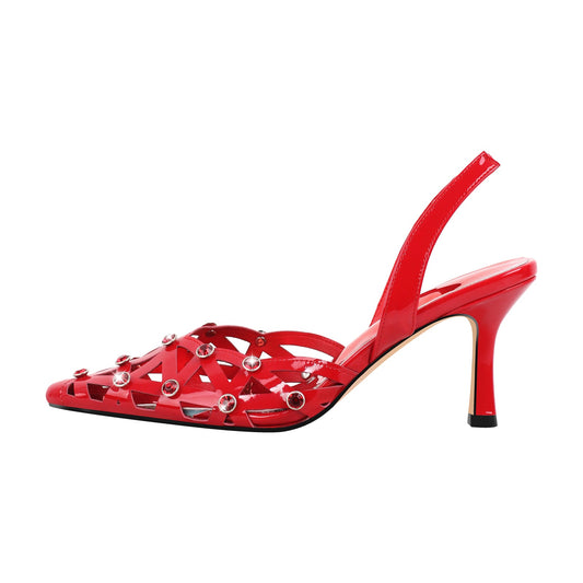 Pointed Toe Hollow Weave Slingback Pumps | Onlymaker Quality