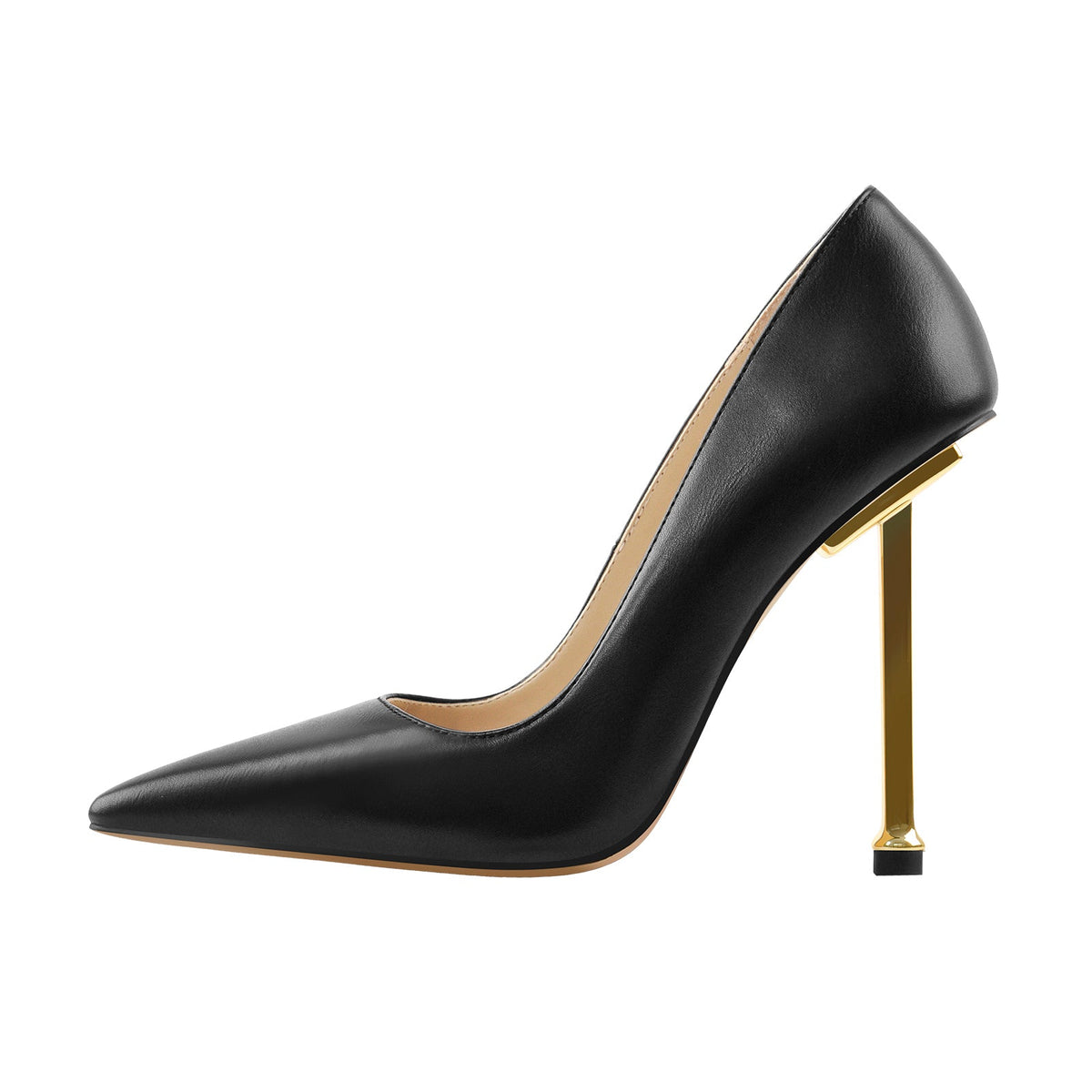 Matte Black High Metal Heels Stiletto Pumps | Onlymaker Smart Buy