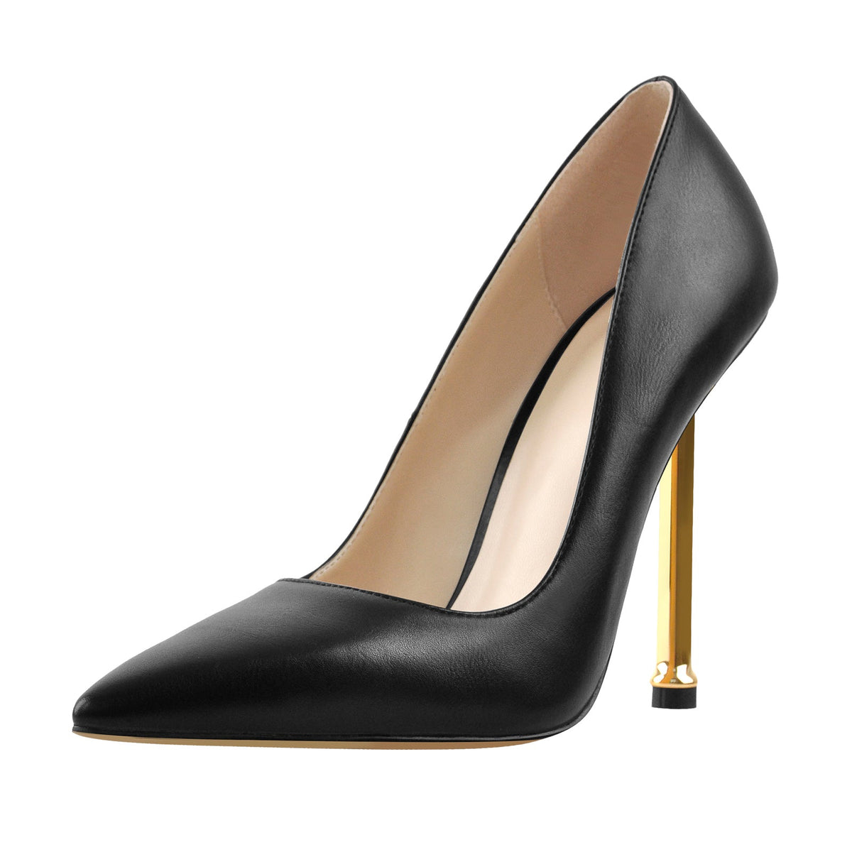 Matte Black High Metal Heels Stiletto Pumps | Onlymaker Smart Buy
