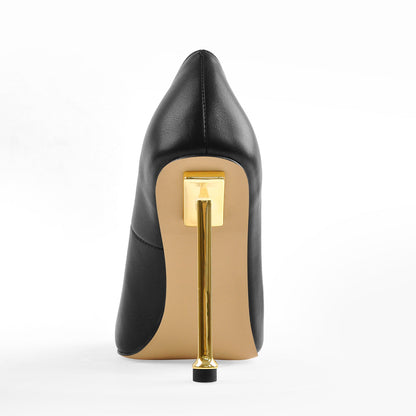 Matte Black High Metal Heels Stiletto Pumps | Onlymaker Smart Buy