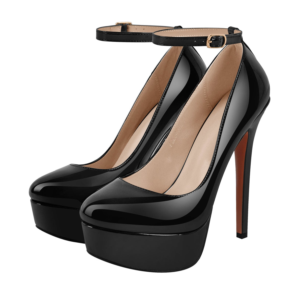 Round Toe Ankle Strap Platform Stiletto Pumps | Onlymaker Trusted
