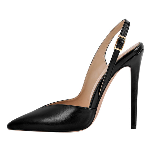 Pointed Toe Side Cut Stiletto Slingback Pumps | Onlymaker Smart Buy