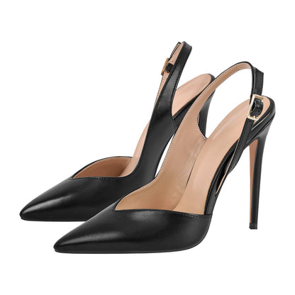 Pointed Toe Side Cut Stiletto Slingback Pumps | Onlymaker Smart Buy