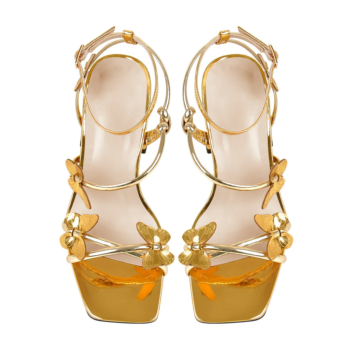 Ankle Strap Butterfly Decor Mid Chunky Heels Sandals | Onlymaker Latest