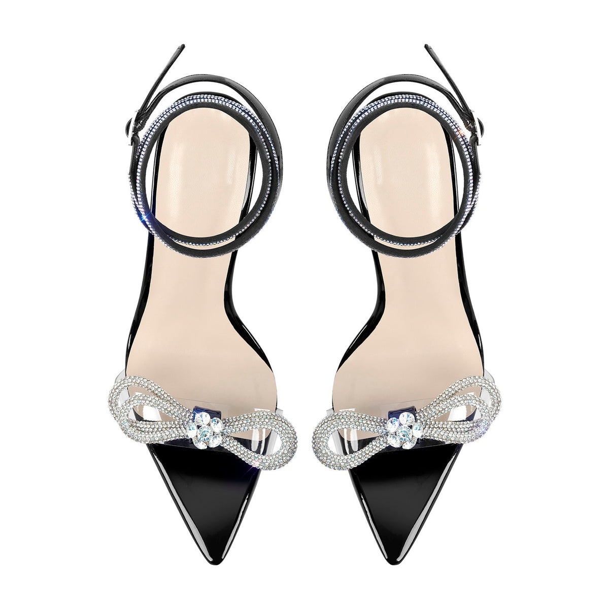 Rhinestone Bow Clear Chunky Heel Sandals | Onlymaker Value