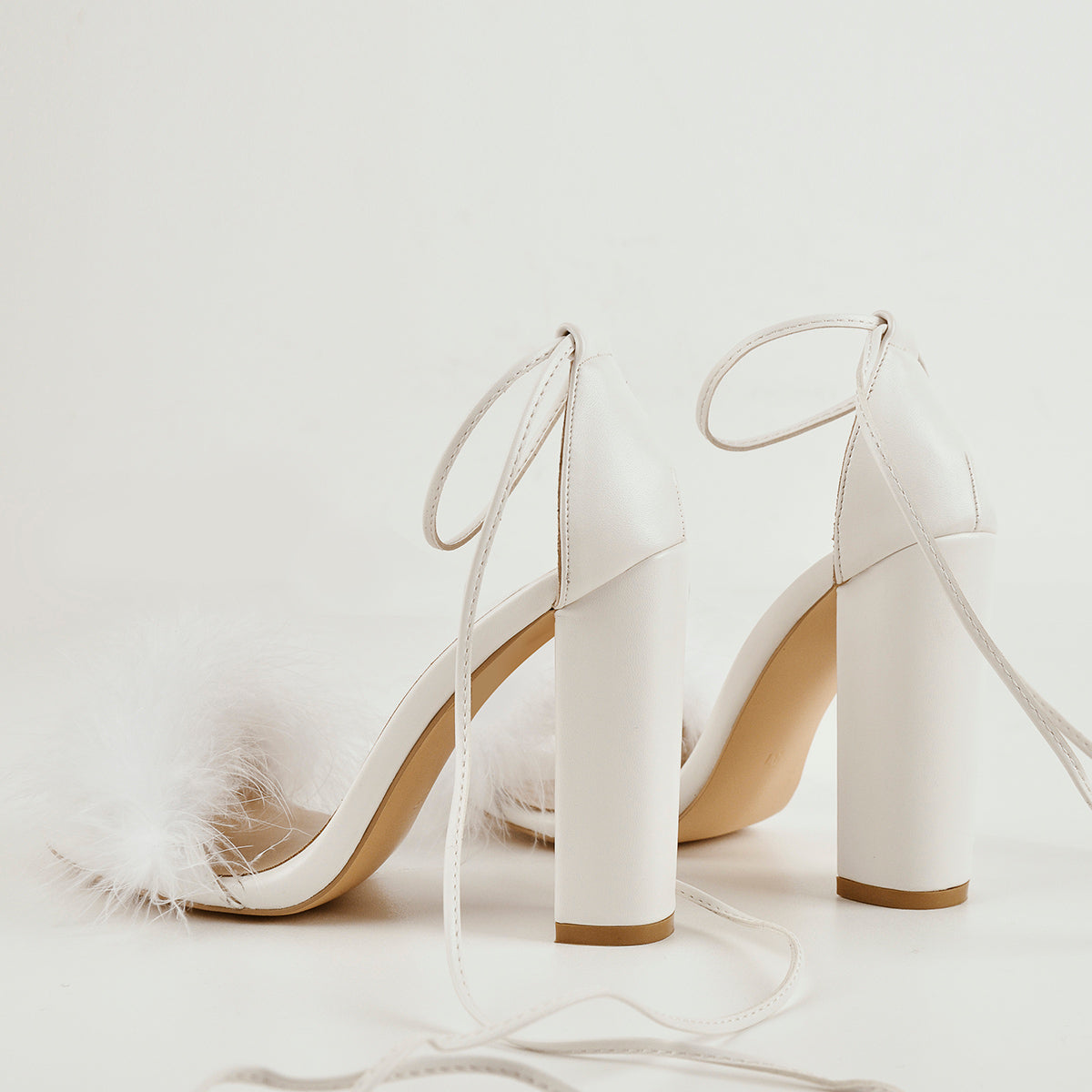 Fluffy Feather Chunky High Heel Sandals | Onlymaker Best Price