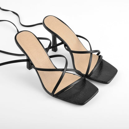 Ankle Strap Square Toe Stiletto Sandals | Onlymaker Value