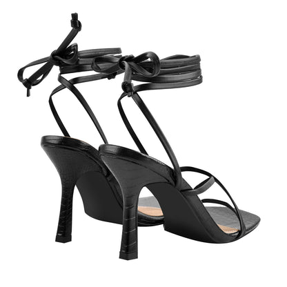 Ankle Strap Square Toe Stiletto Sandals | Onlymaker Value