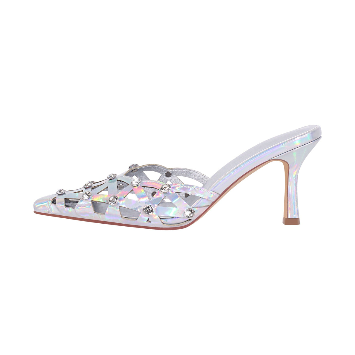 Rhinestone Pointed Toe Hollow Mules Sandals | Onlymaker Discount