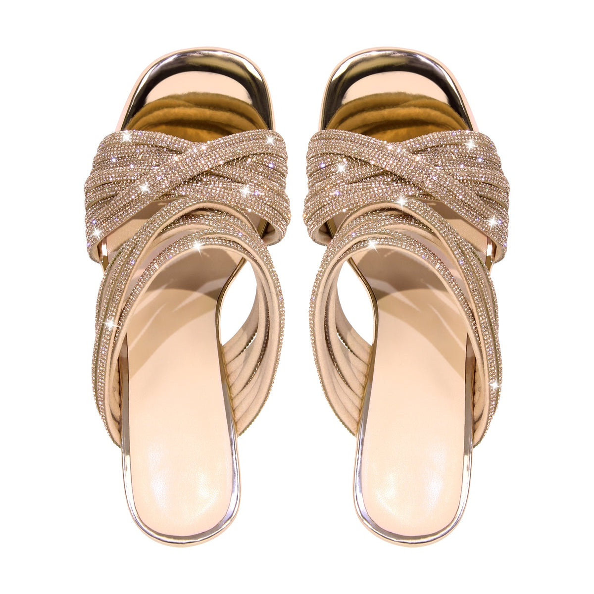 Rhinestone Round Toe Stiletto Sandals Mules | Onlymaker Great Value