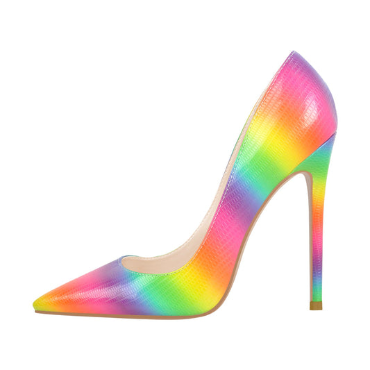 Multicolor Snake Pattern Pointed Toe Stilettos Pumps | Onlymaker Recommended