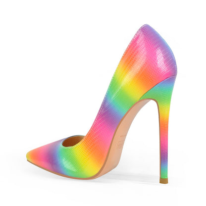 Multicolor Snake Pattern Pointed Toe Stilettos Pumps | Onlymaker Recommended