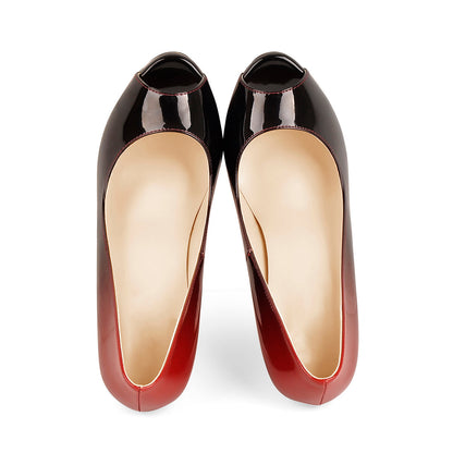 Red Black Peep Toe Platform Stiletto High Heel Pumps | Onlymaker Customer Favorite