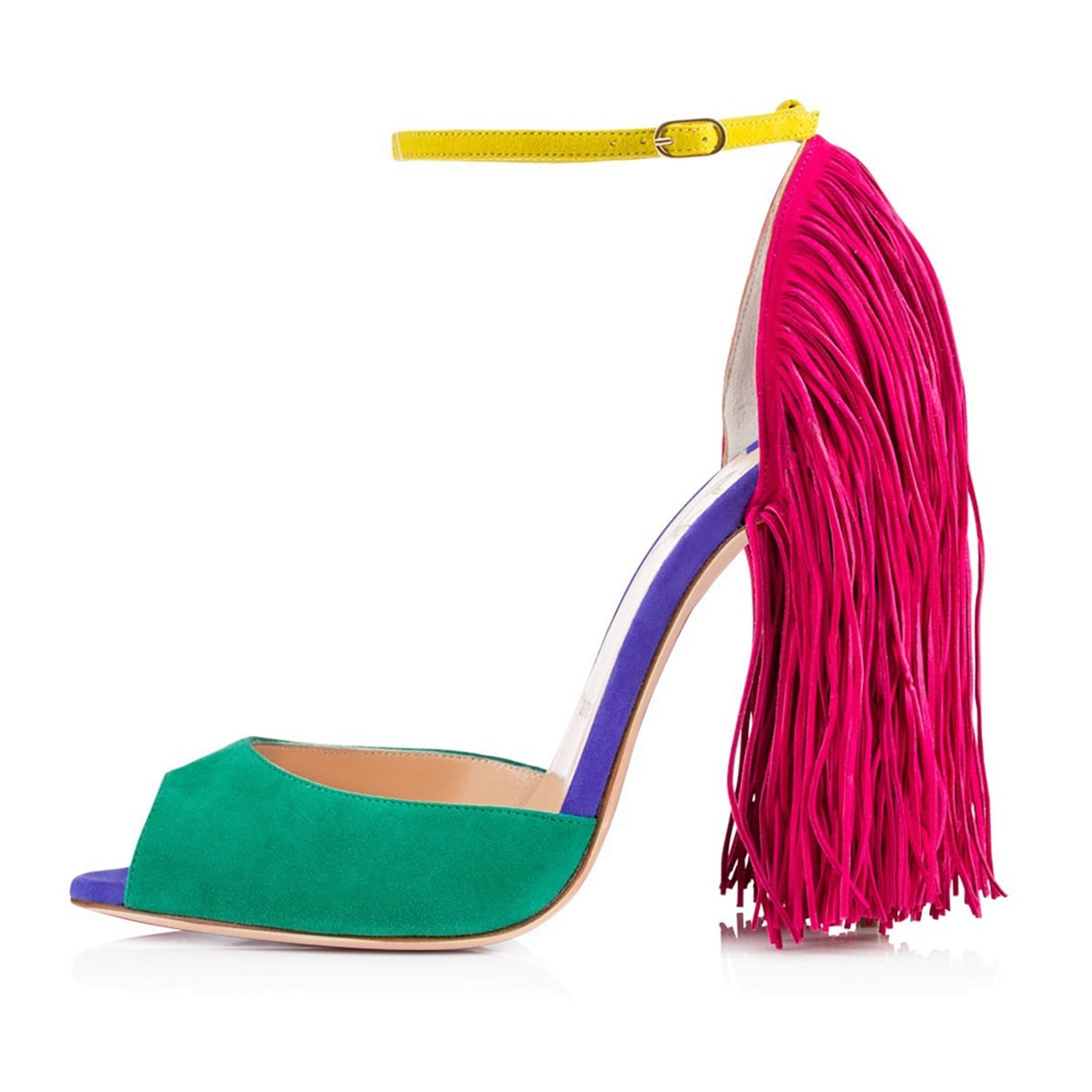 Fringe Decoration Peep Toe High Heel Sandals | Onlymaker Best Price