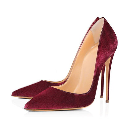 8cm 10cm 12cm Burgundy Pointed Toe Pumps Classic Suede Stilettos | Onlymaker Trending