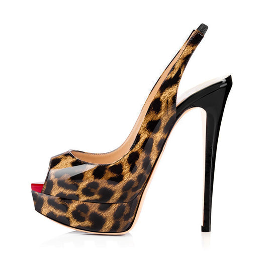 Platform High Heel Peep Toe Slingback Sandals | Onlymaker Hot Sale