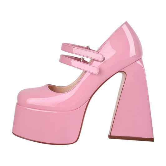 Square Toe Chunky Heel Platform Mary Jane Pumps Sandals | Onlymaker Value