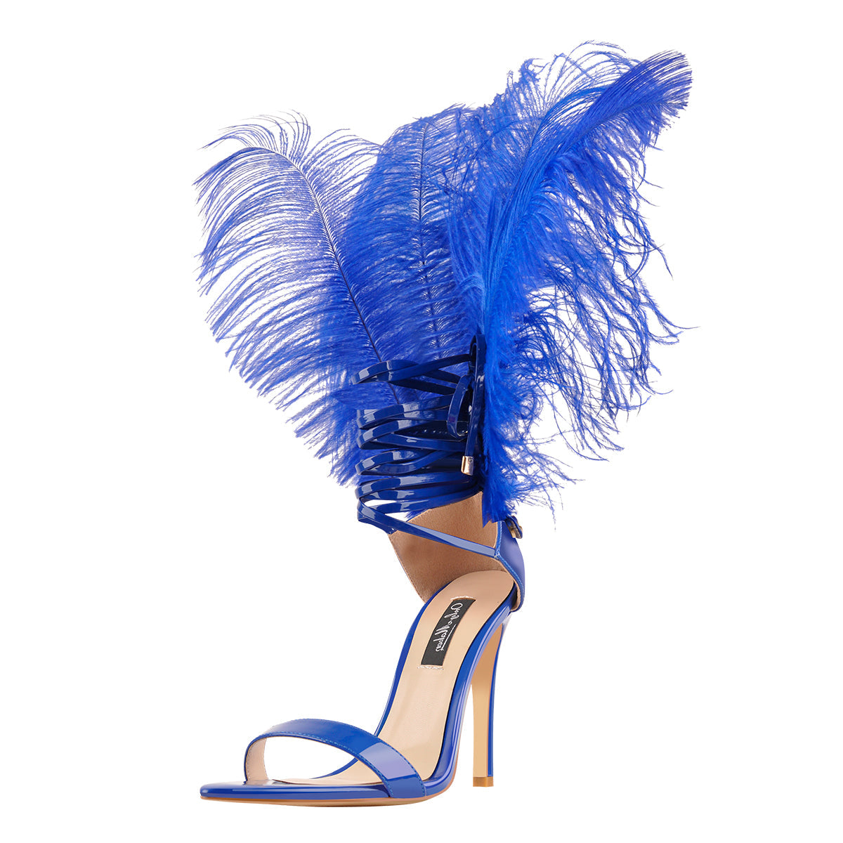 Open Toe Feather Back Lace Up Stiletto Heel Sandals | Onlymaker Top Pick