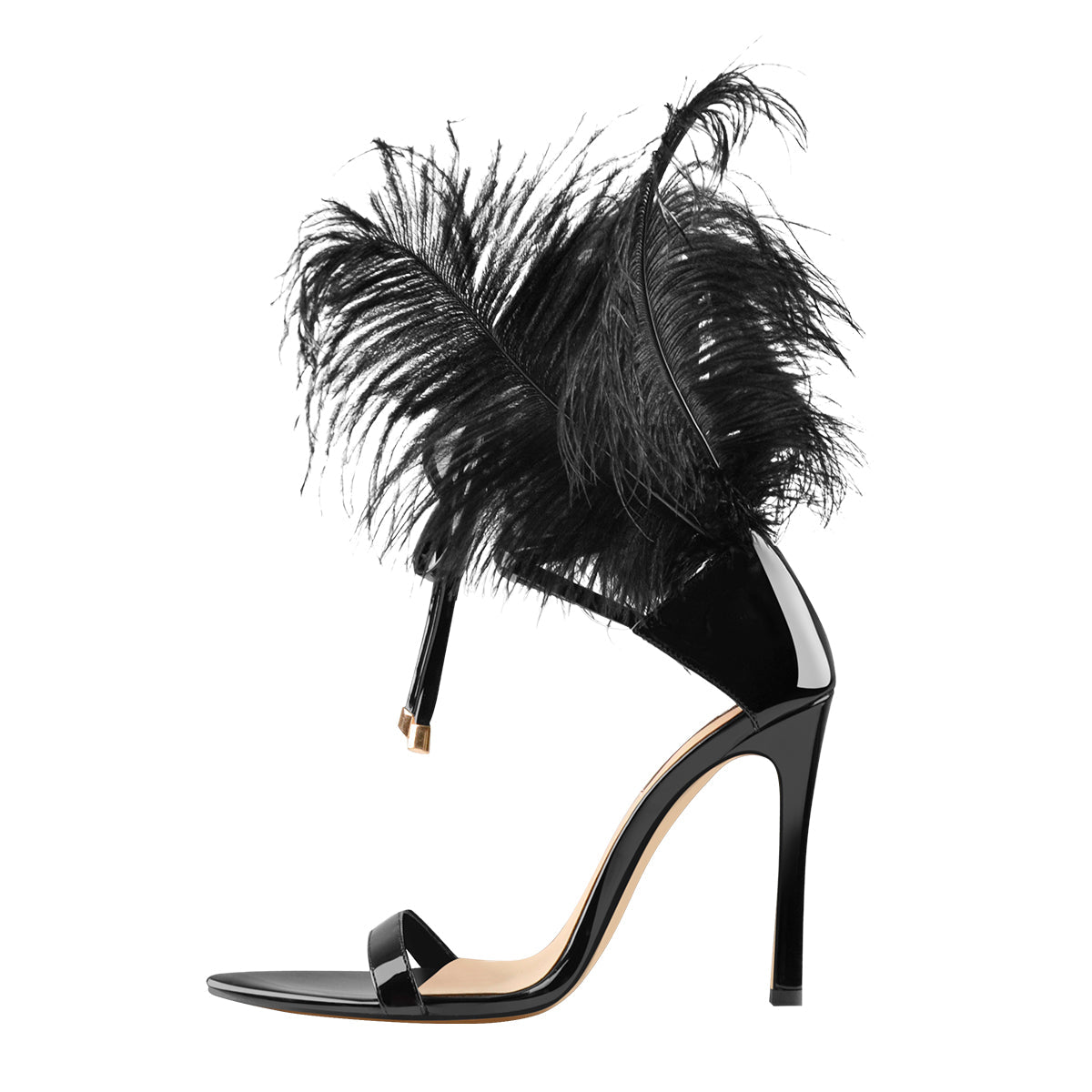 Open Toe Feather Back Lace Up Stiletto Heel Sandals | Onlymaker Top Pick