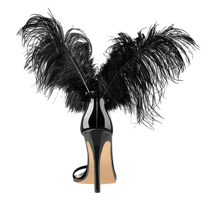 Open Toe Feather Back Lace Up Stiletto Heel Sandals | Onlymaker Top Pick