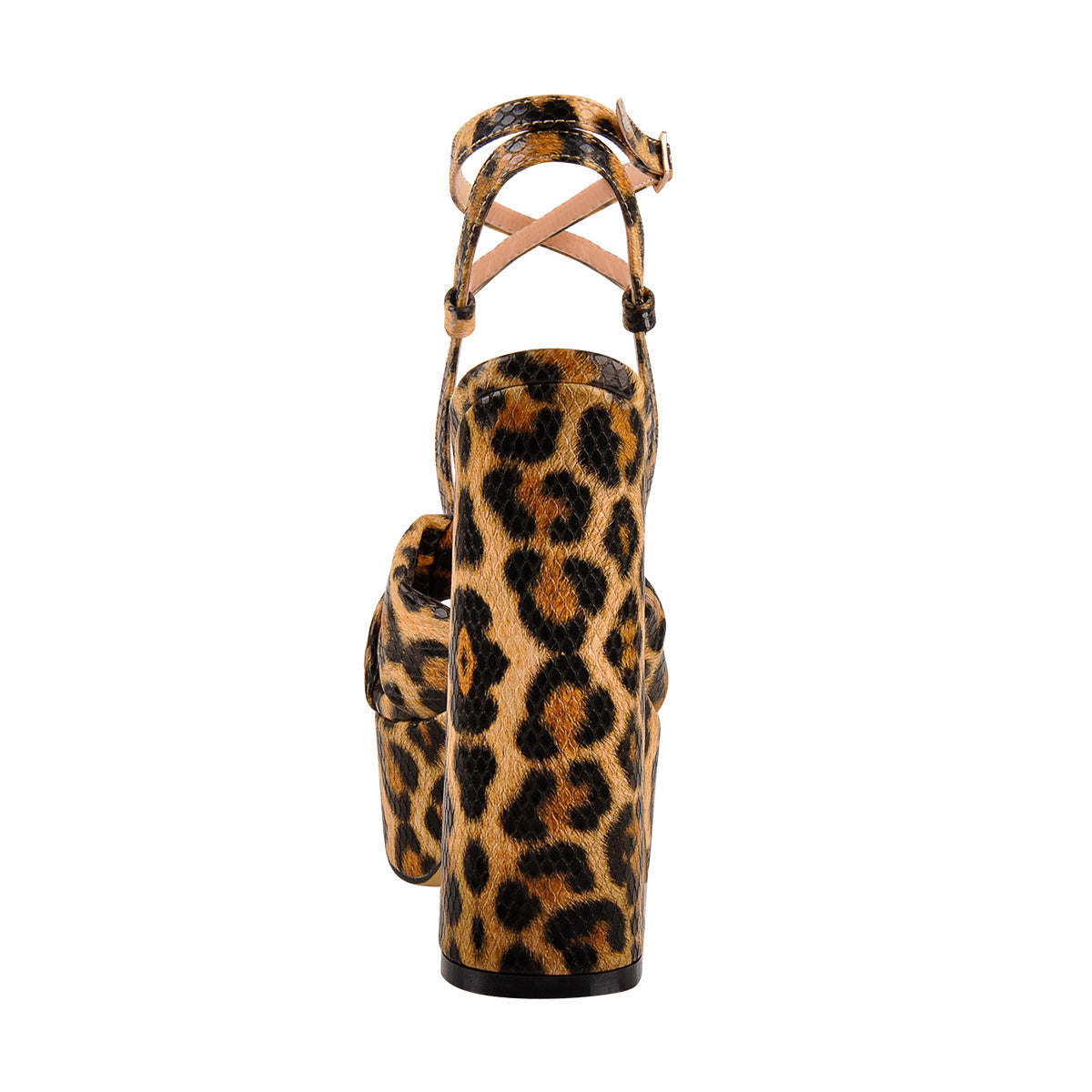 Platform Open Toe Leopard Print Ankle Strap Block Chunky Sandals | Onlymaker Essential