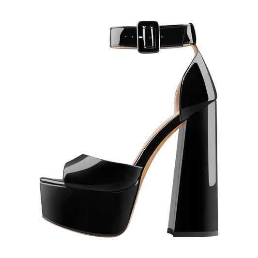 Platform Open Toe Ankle Strap Chunky Heel Sandals | Onlymaker Deals