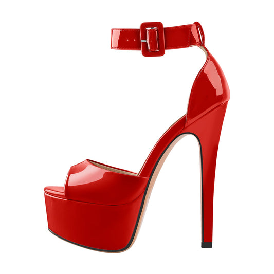 Peep Toe Platform Ankle Straps High Heel Sandals | Onlymaker Exclusive