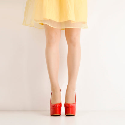 Patent Leather Rounde Toe Platform Red Stiletto High Heels Pumps | Onlymaker New