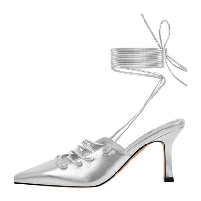 Lace up Pointed Toe Stiletto Pumps | Onlymaker Quality