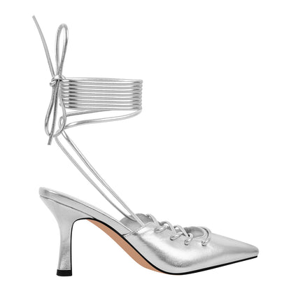 Lace up Pointed Toe Stiletto Pumps | Onlymaker Quality
