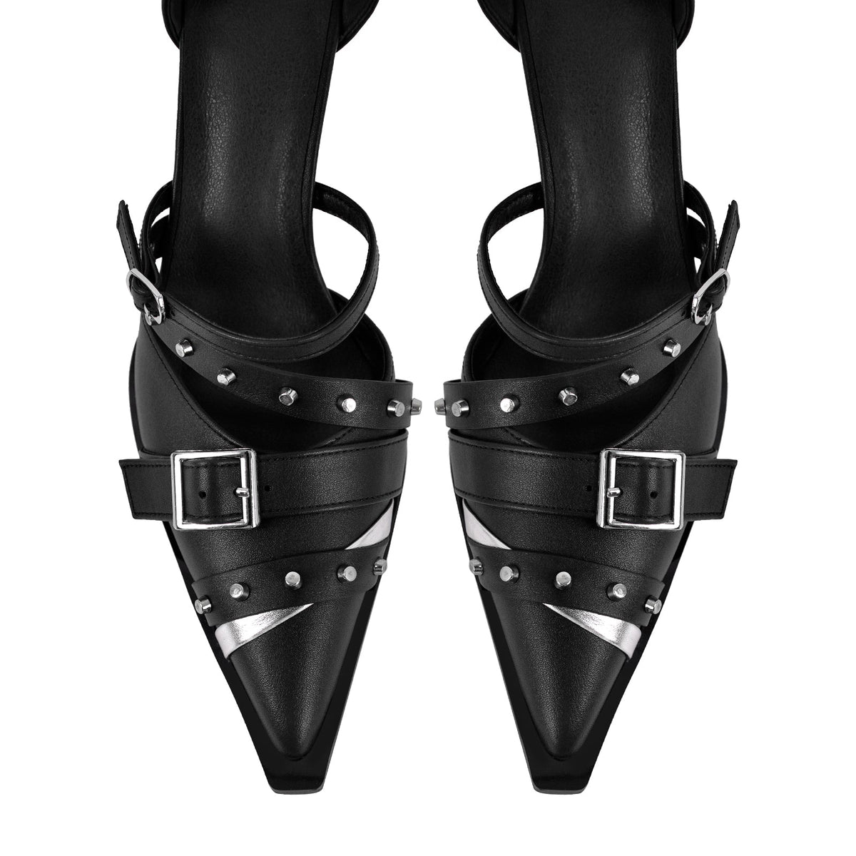 Pointed Toe Rivet Buckle Ankle Strap Pumps | Onlymaker Everyday
