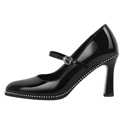 Mary Jane Pointed Toe Rivet Stiletto Pumps | Onlymaker Everyday