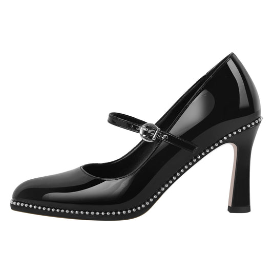 Mary Jane Pointed Toe Rivet Stiletto Pumps | Onlymaker Everyday