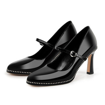 Mary Jane Pointed Toe Rivet Stiletto Pumps | Onlymaker Everyday