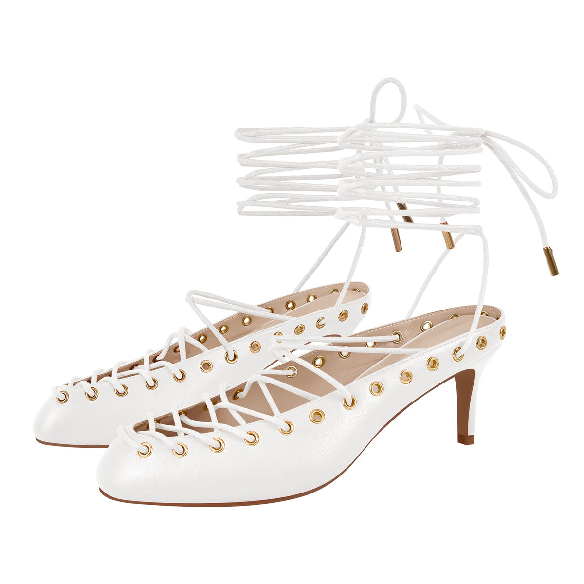 Round Toe Lace-up Mule High Heels | Onlymaker Popular
