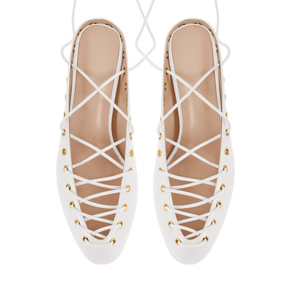 Round Toe Lace-up Mule High Heels | Onlymaker Popular