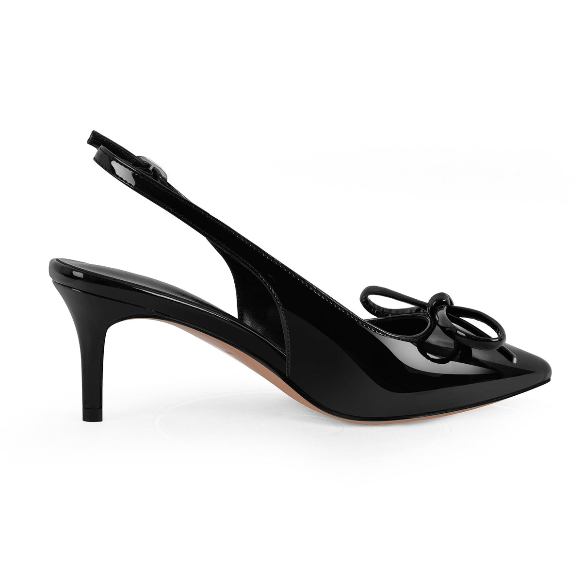 Bow Pointed Toe Patent Leather Slingback Pumps | Onlymaker Signature